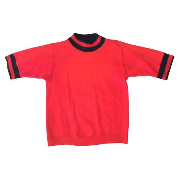 Vintage 60s Springfoot Knit Short Sleeve Top Red Small - Picture 1 of 6